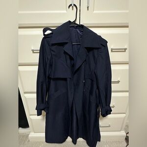 Navy blue trench coat full length